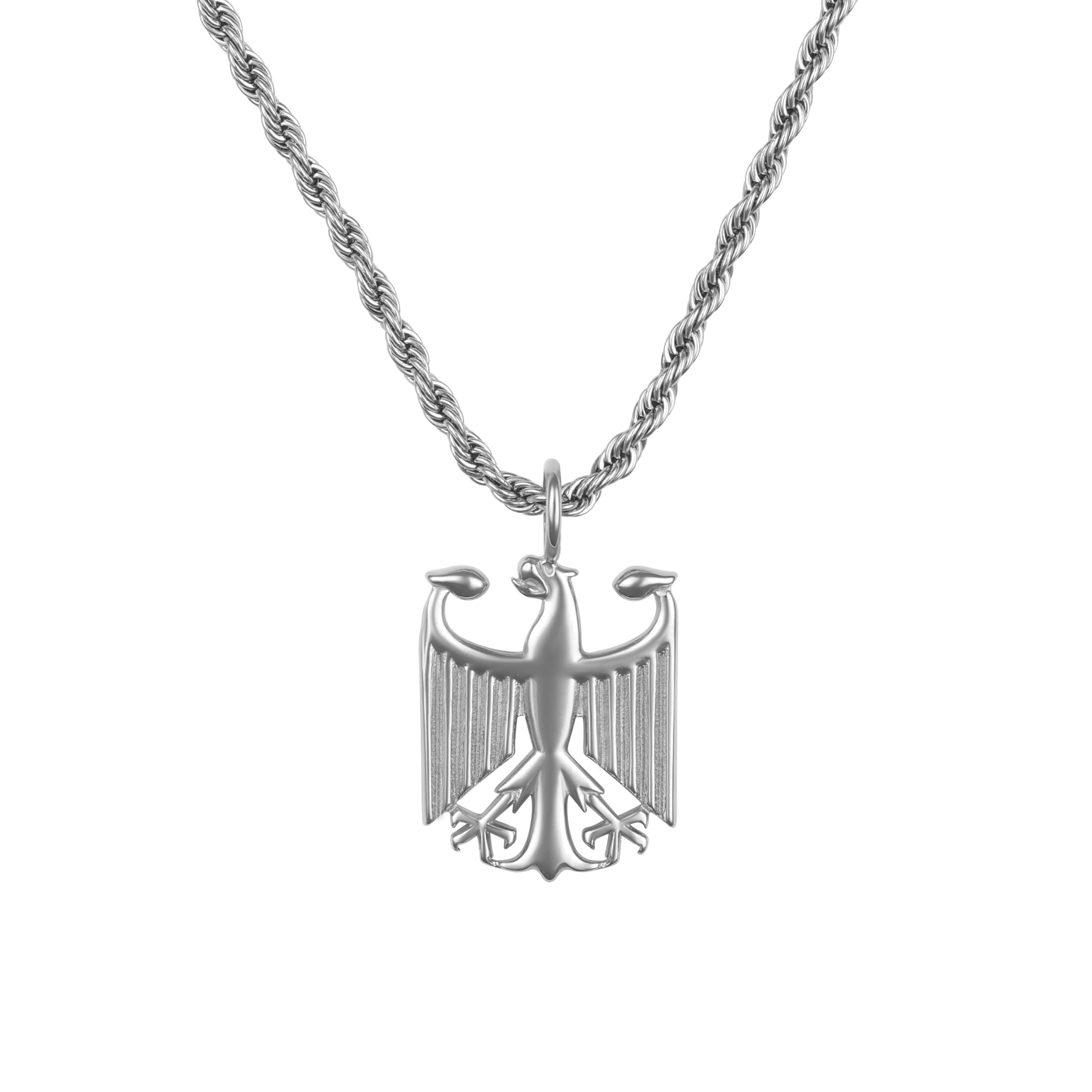 DEFGNOP Deutsche Adler Kette - Edelstahl Halskette Mit Deutschland Wappen