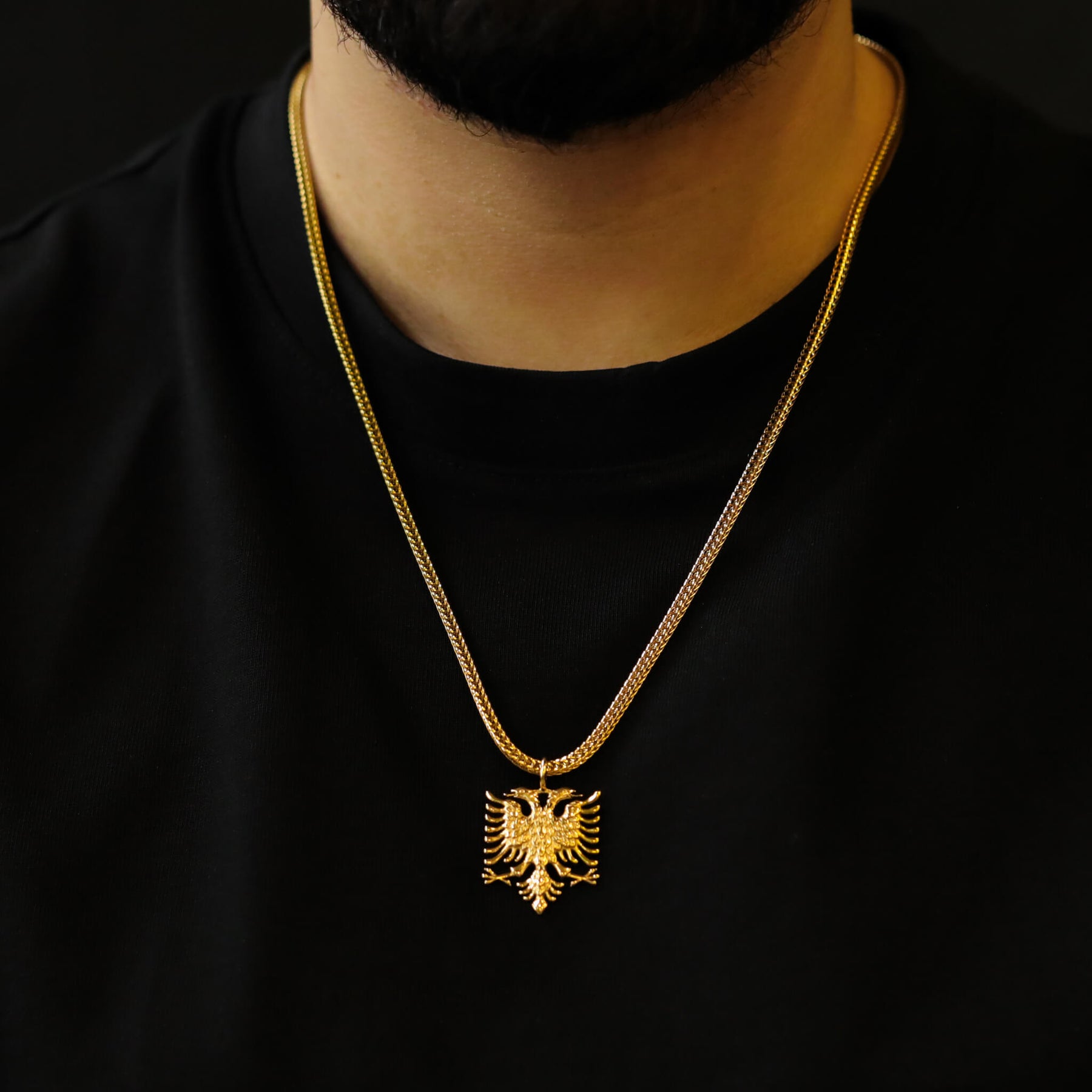 Albanien Wappen Kette V2 | Herren - Edelstahl