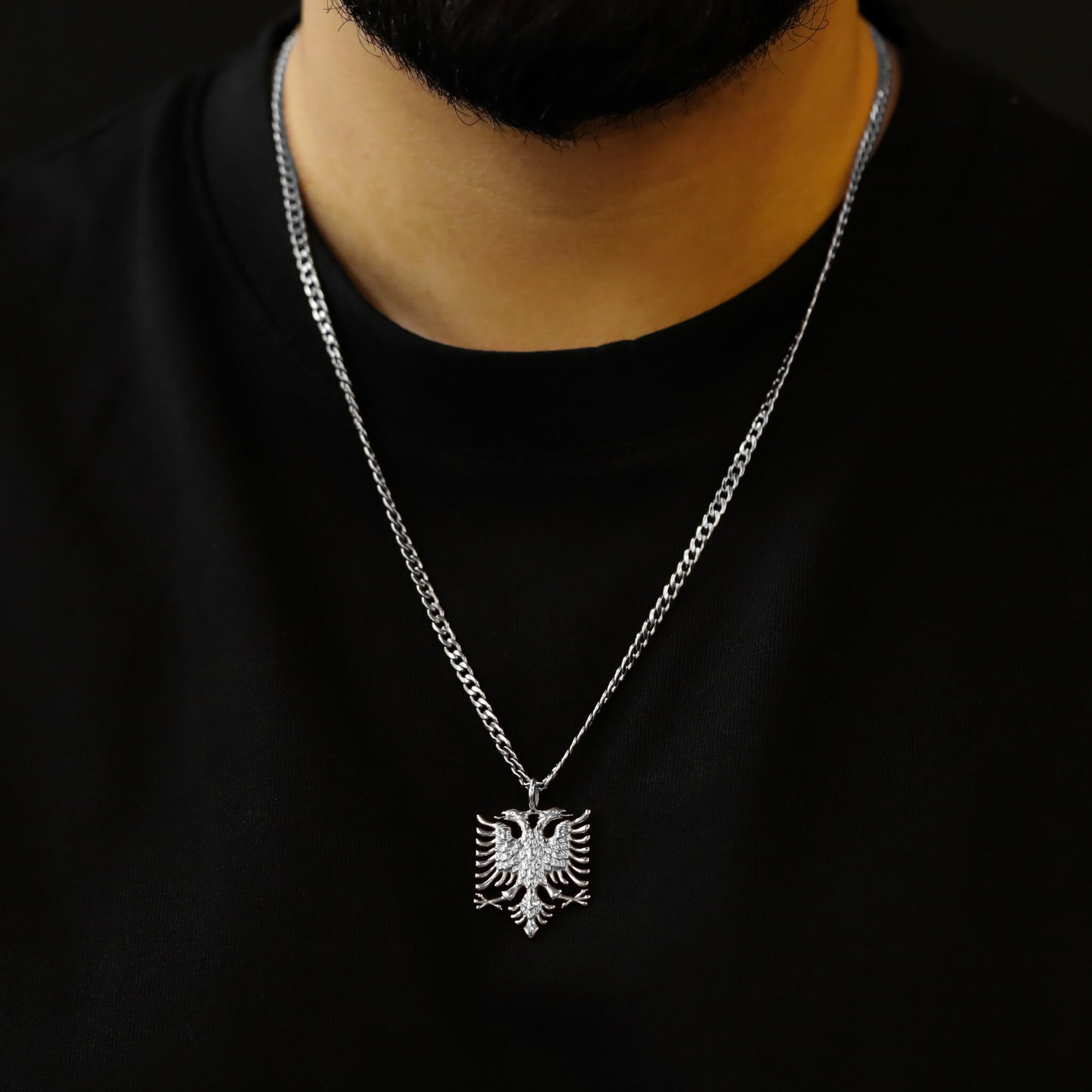 Albanien Wappen Kette V2 | Herren - Edelstahl